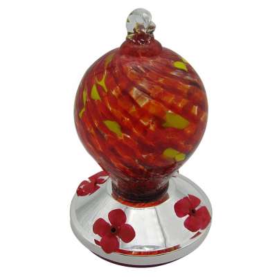 High Quality Factory Price Hand Blown Glass Hummingbird Feeder for Outdoors